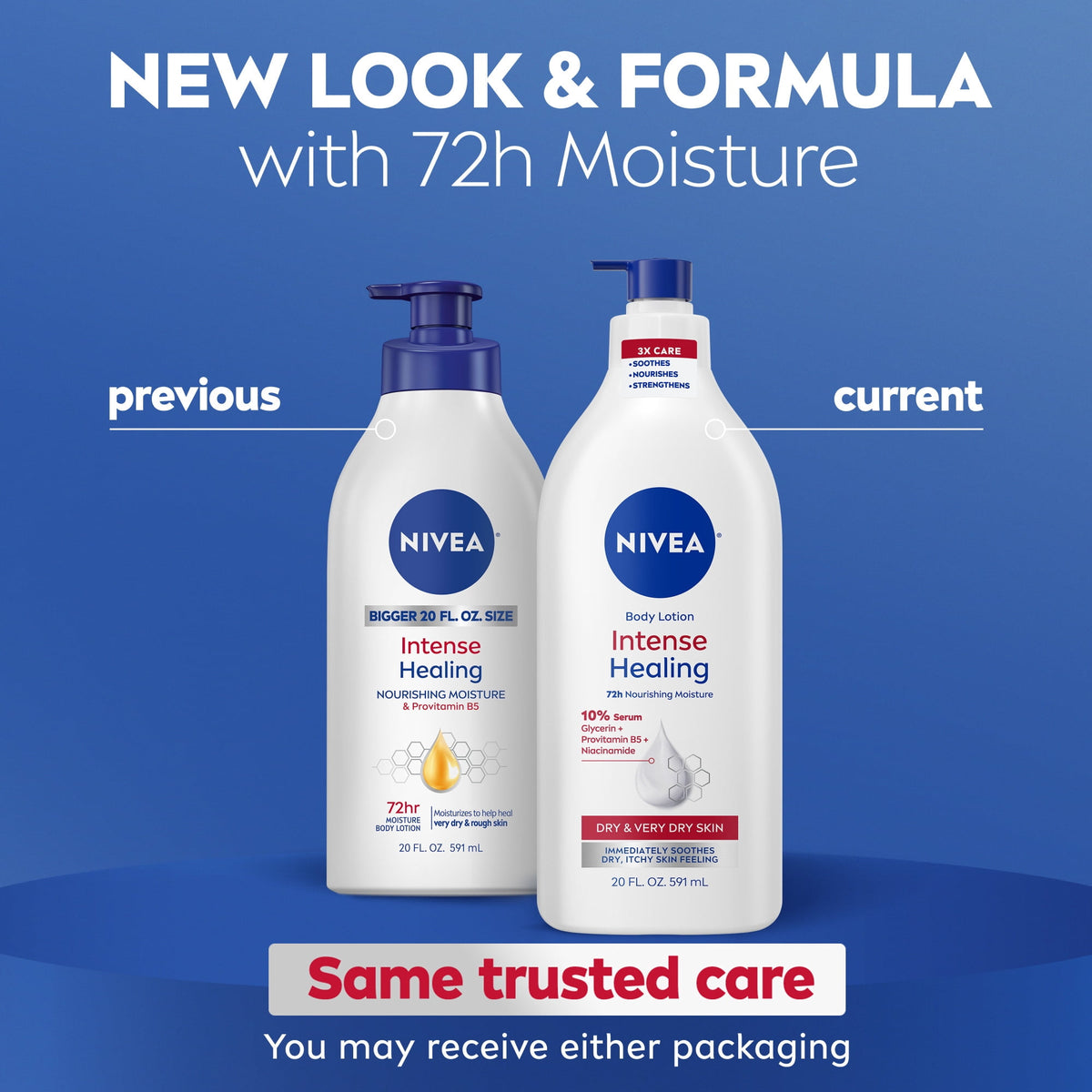 NIVEA Intense Healing Body Lotion for Very Dry and Itchy Skin, 72Hr Moisturizer, 20 fl oz