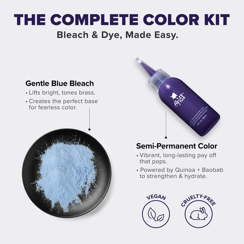 Splat Original Complete Kit, Semi-Permanent Hair Dye with Bleach, Purple Desire