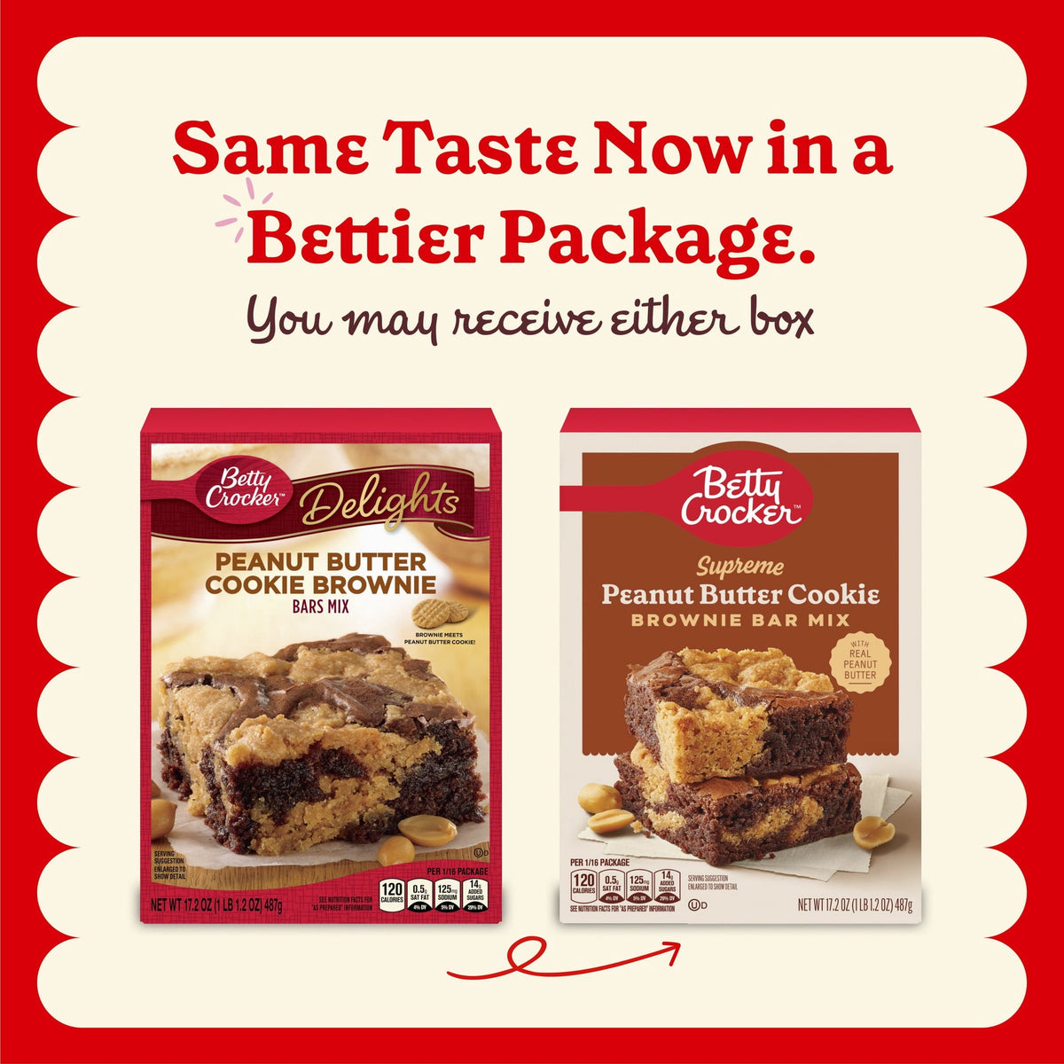 Betty Crocker Delights Peanut Butter Cookie Brownie Bar Mix, 17.2 oz.