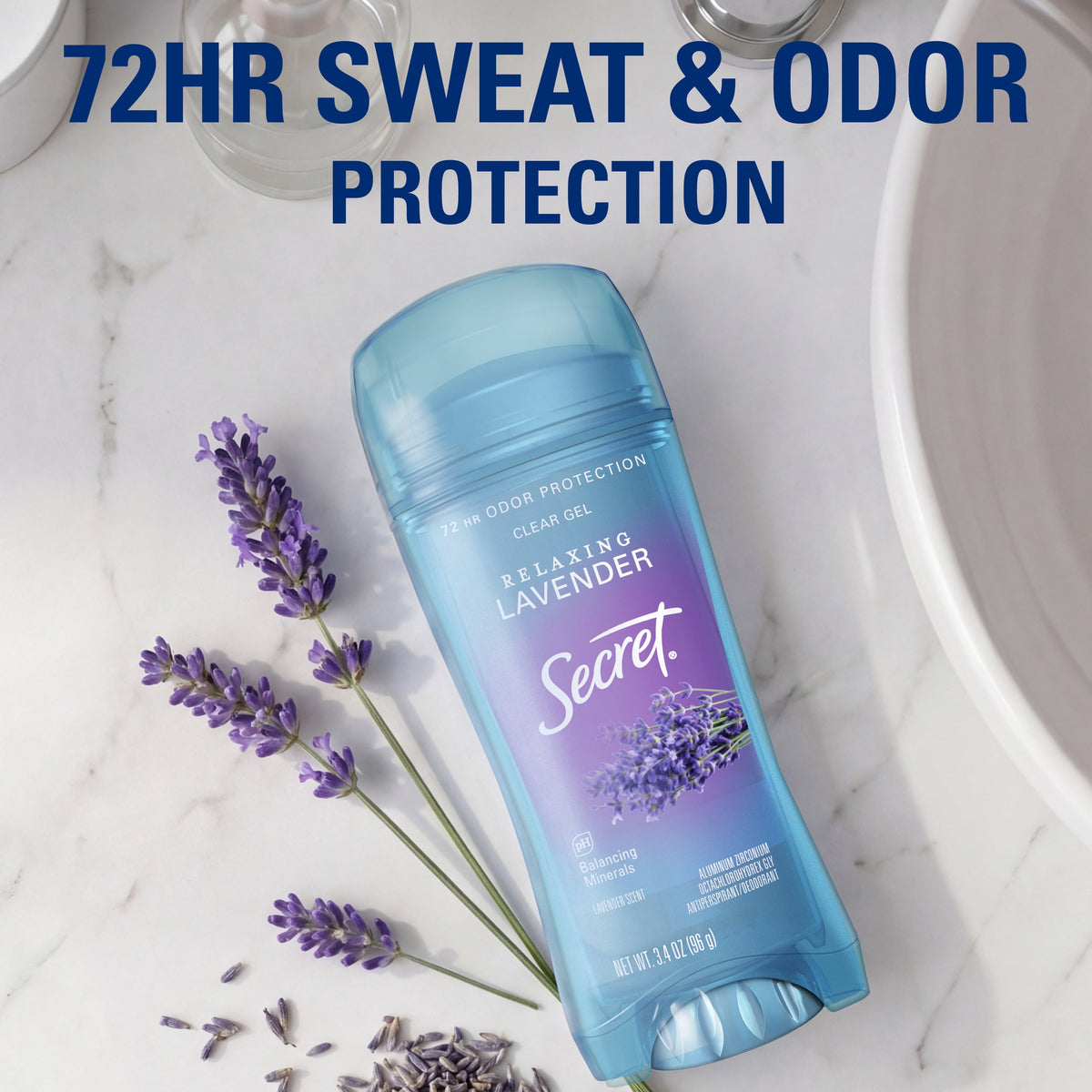 Secret Clear Gel and Deodorant for Women, Refreshing Lavender, 3.4 oz