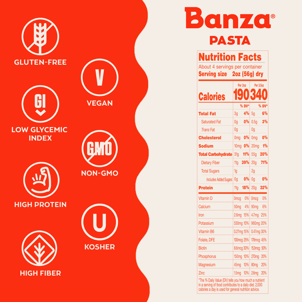Banza Elbows Pasta from Chickpeas - Gluten Free, High Protein, and Lower Carb Protein Noodles, 8oz