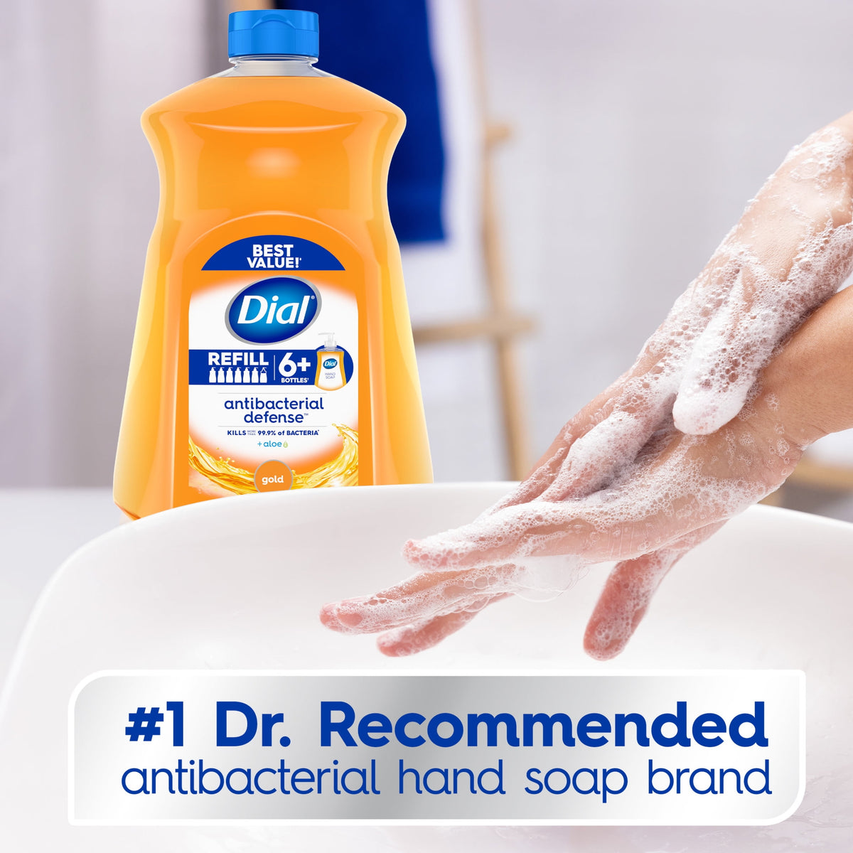 Dial Antibacterial Defense Gold Liquid Hand Soap Refill, 52 fl oz