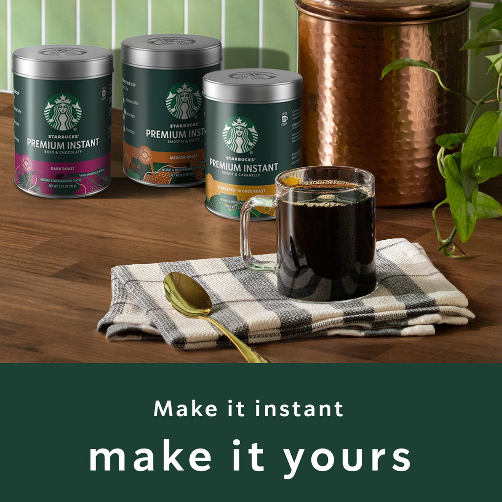 Starbucks Premium Instant Coffee, Dark Roast Coffee, Arabica Beans, 3.17 oz