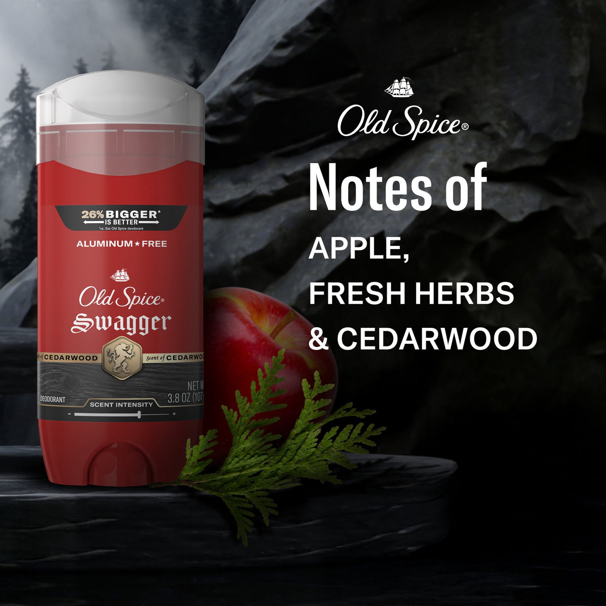 Old Spice Deodorant for Men, Aluminum Free, Swagger, 24/7 Odor Protection, 3.8 oz