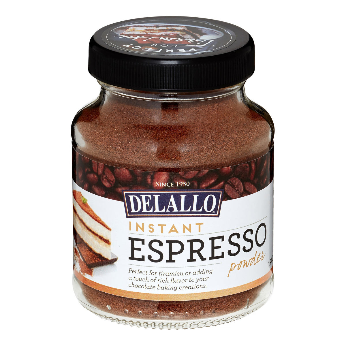 DeLallo Instant Espresso Powder for Baking & Drinks, 100% Instant Coffee, Naturally Caffeinated, 1.94 oz Jar