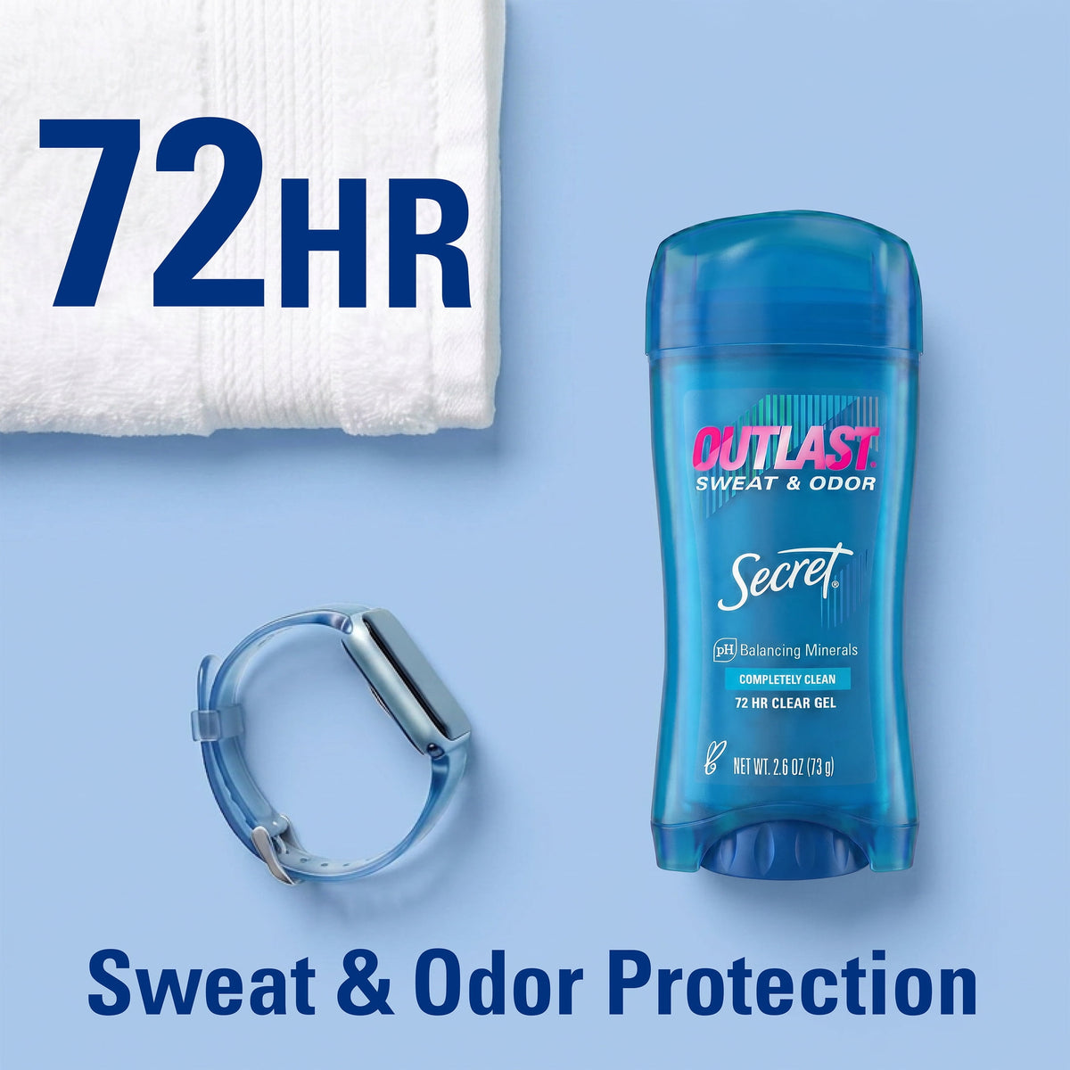 Secret Outlast Antiperspirant Deodorant for Women, Clear Gel, Completely Clean, 2.6 oz Each, Twin Pack