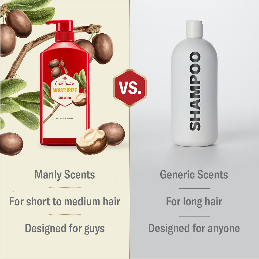Old Spice Moisturizing Shampoo for Men with Shea Butter, All Hair Types, 22 fl oz