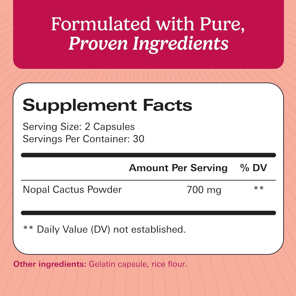 Santo Remedio Nopal, Prickly Pear Cactus Dietary Supplement, 700 mg, 60 Count, Immune Support