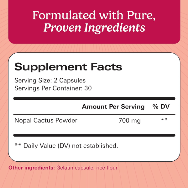 Santo Remedio Nopal, Prickly Pear Cactus Dietary Supplement, 700 mg, 60 Count, Immune Support