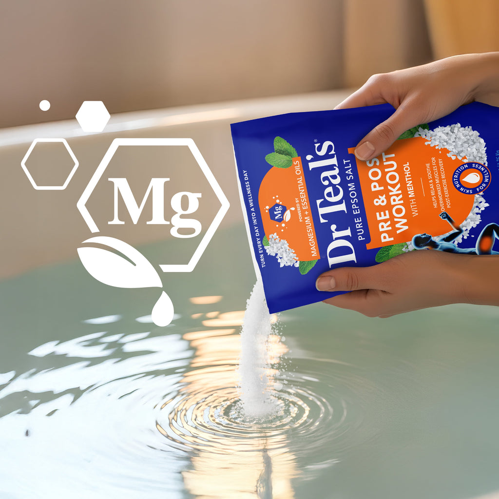 Dr Teal's Epsom Salt Magnesium Soak, Pre & Post Workout with Menthol, 3 lbs