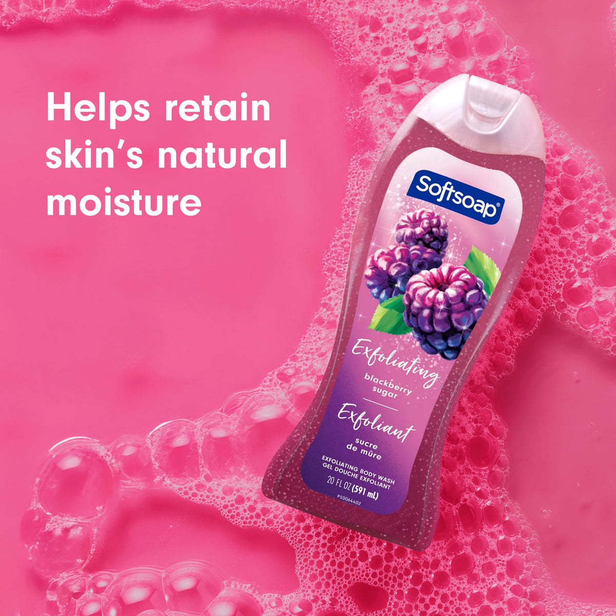 Softsoap Exfoliating Scrub Body Wash, Blackberry Sugar Scent, 20 fl oz