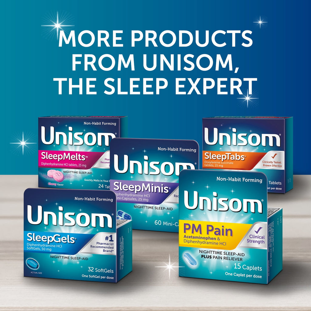 Unisom SleepGels Diphenhydramine HCL Softgel Sleeping Pills, Nighttime Sleep Aid, 50 mg, 60 Count