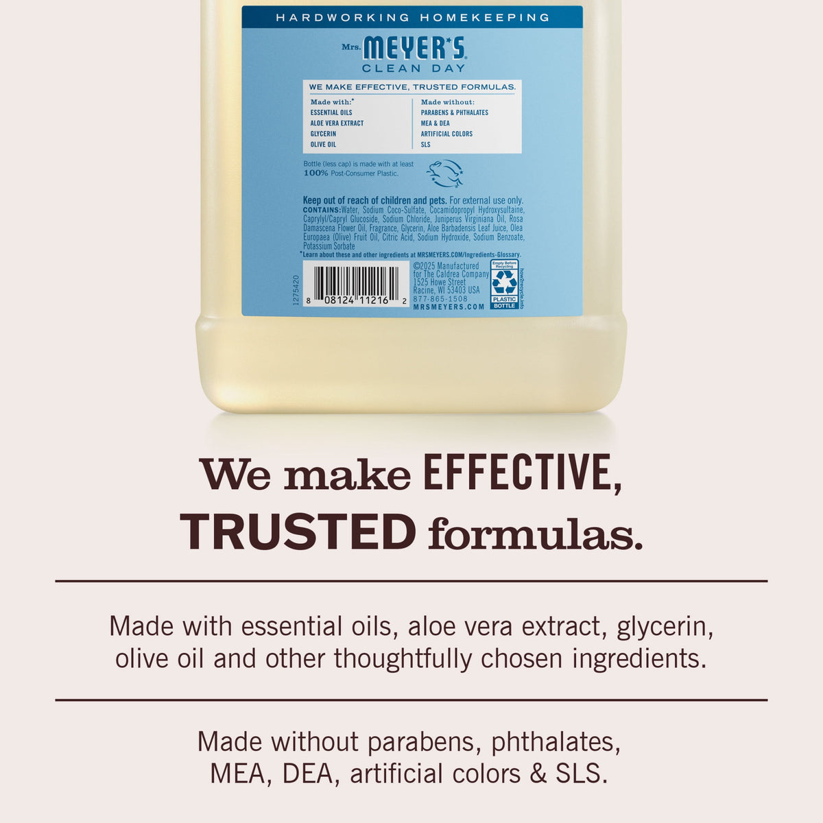 Mrs. Meyer's Clean Day Hand Soap Refill, Rain Water Scent, 33 Fl Oz
