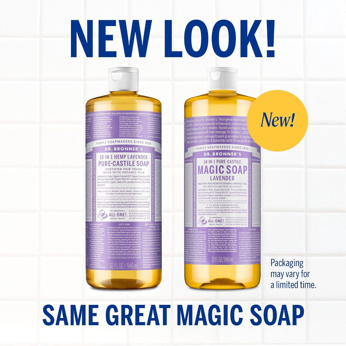 Dr.Bronner's Magic Soap, Lavender, Pure-Castile Body Wash Liquid Soap, 32 fl oz