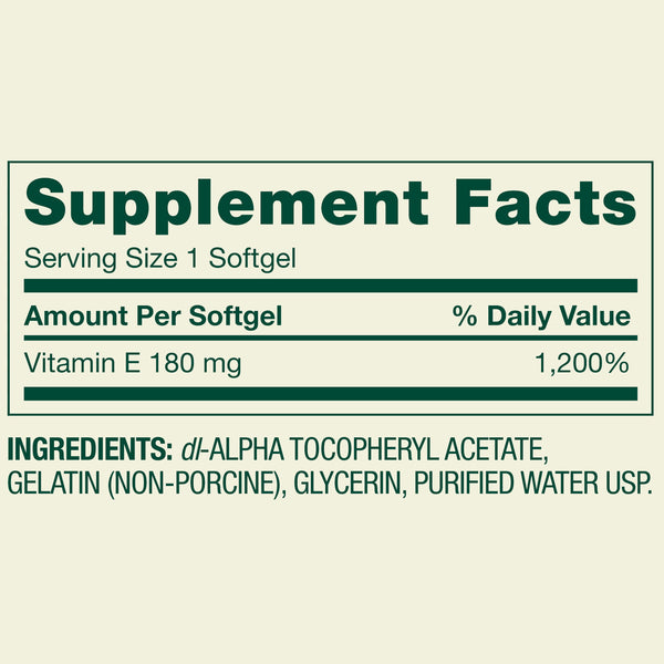Spring Valley Vitamin E 180 mg Softgels for Heart Health, 500 Count