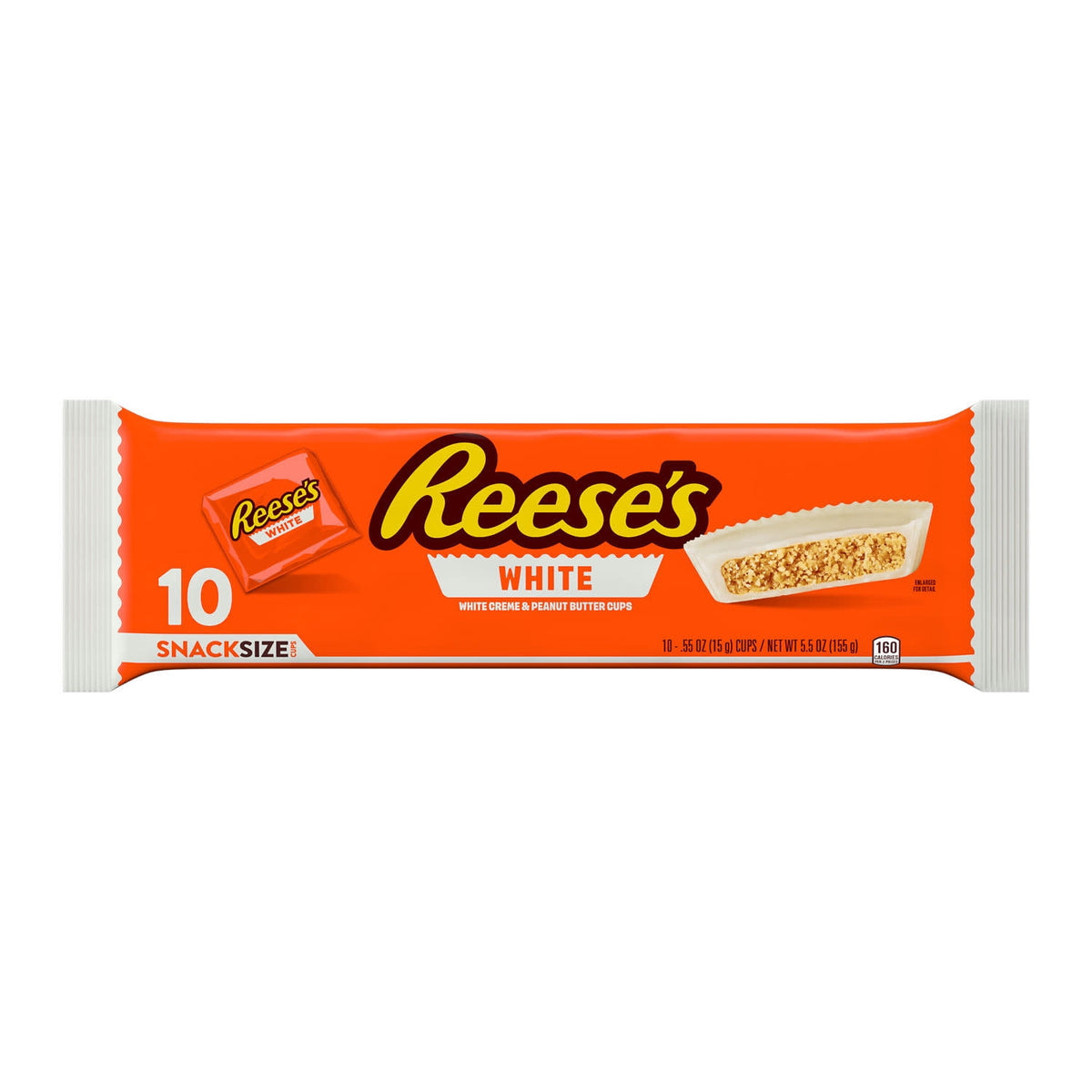 Reese's White Creme Peanut Butter Cups Candy, Snack Size, .55 oz (10 Count)