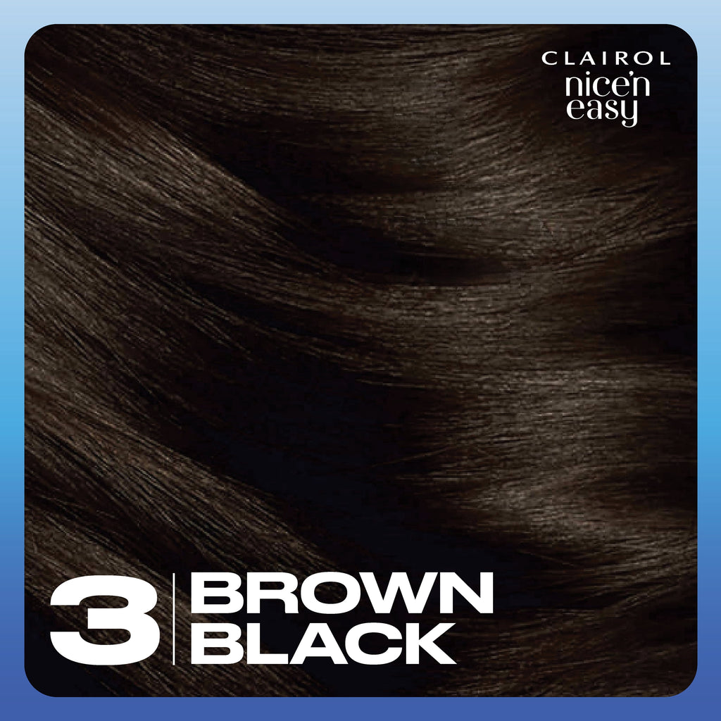Clairol Nice'n Easy Permanent Hair Color Cream, 3 Brown Black, Hair Dye, 1 Application