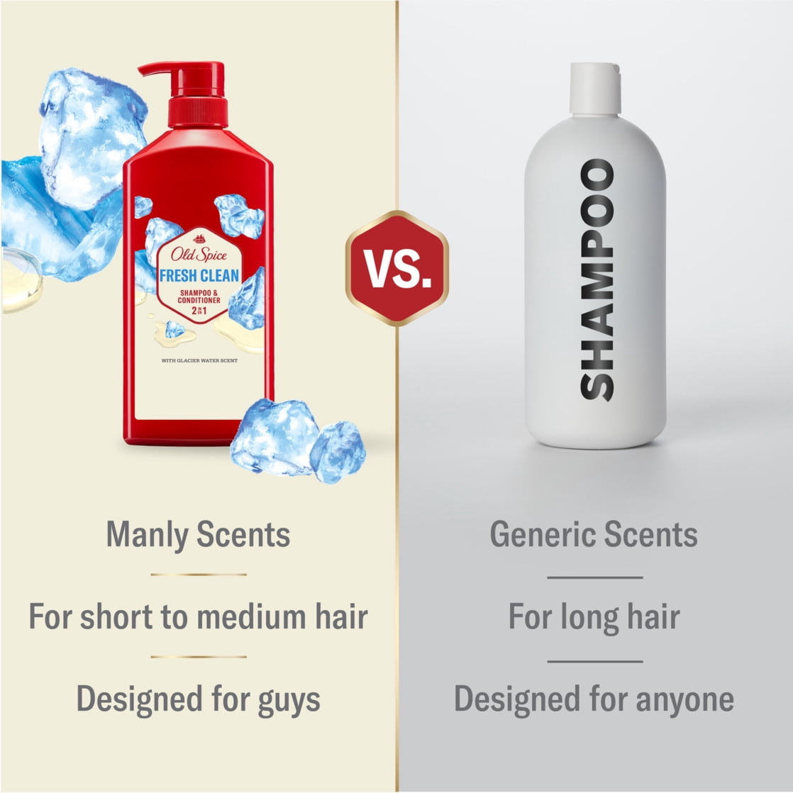 Old Spice Refresh 2 in 1 Shampoo Conditioner, All Hair Types, Hemp Seed, 21.9 fl oz