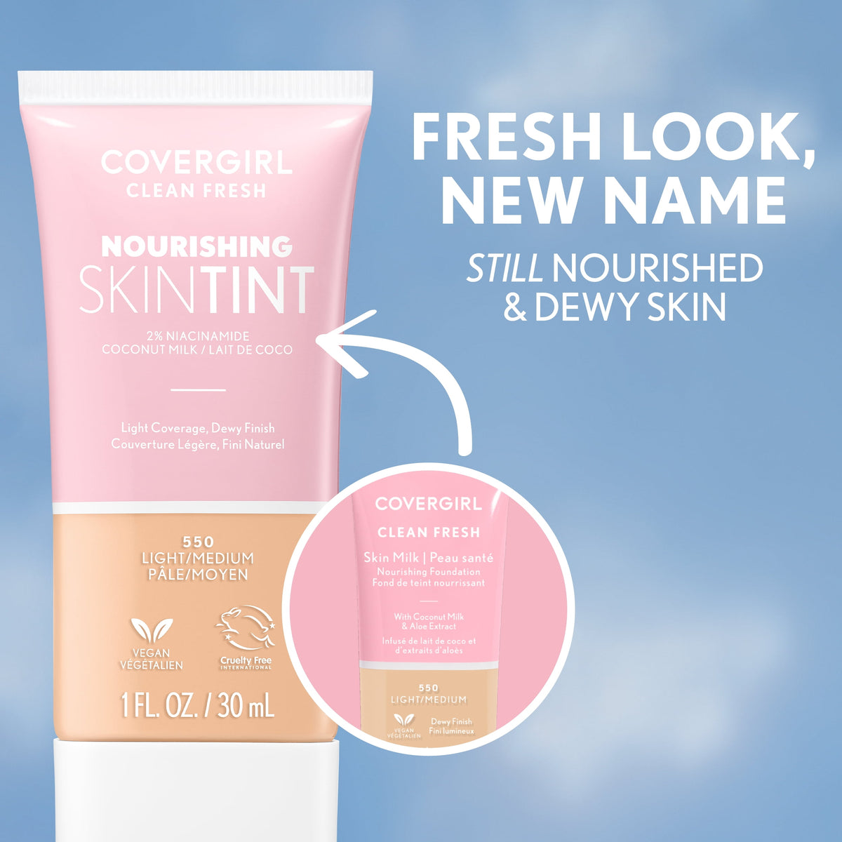 COVERGIRL Clean Fresh Nourishing Skin Tint, Dewy Finish, Rich/Deep, 1 fl oz (Packaging May Vary)