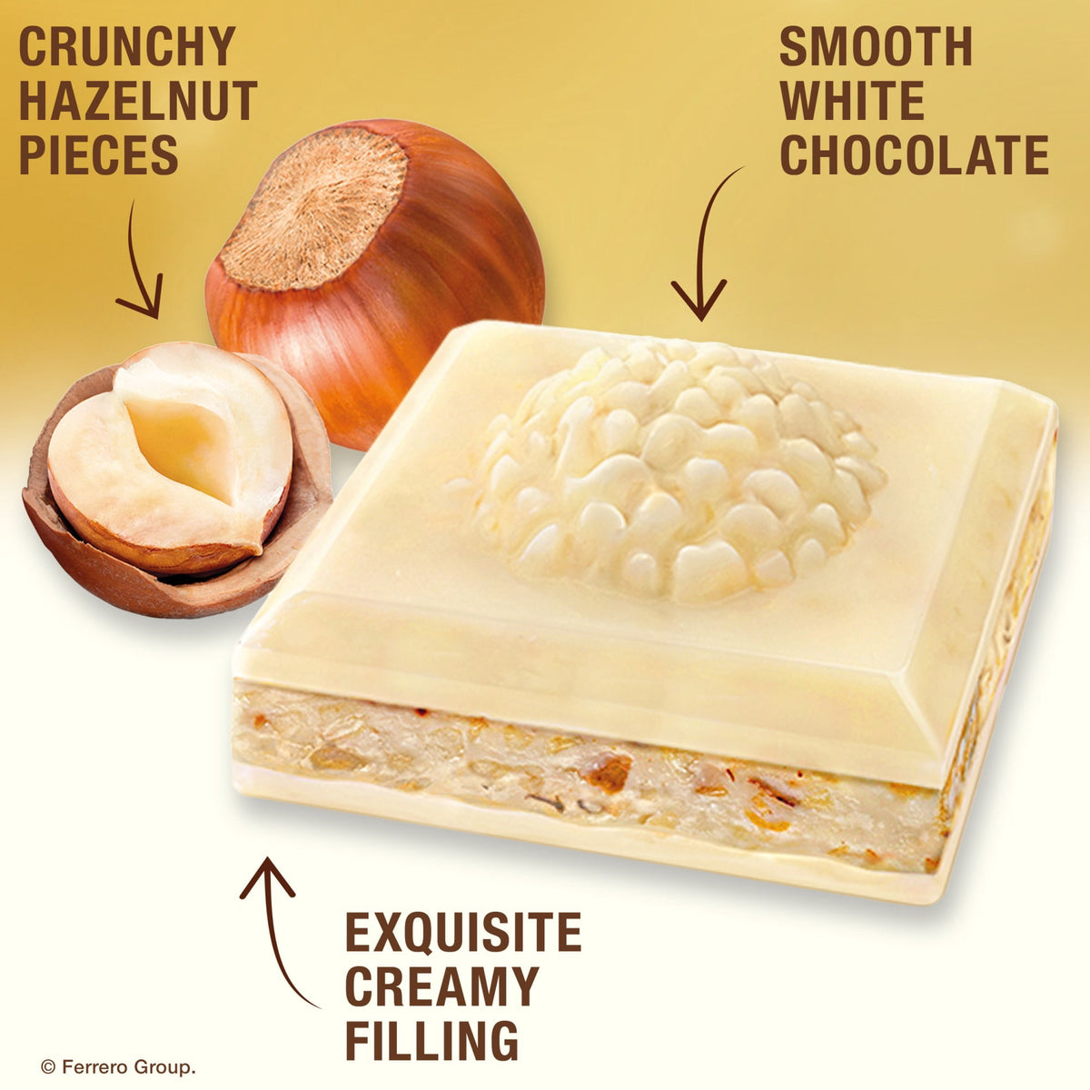 Ferrero Rocher premium chocolate bar, White Chocolate with Hazelnut Filling, Perfect Self Treat, 3.1 oz Each