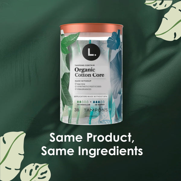 L. Organic Cotton Tampons Light/Regular Absorbency,  30 Count