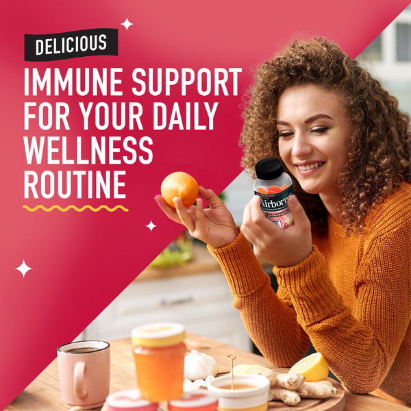 Airborne 750mg Vitamin C Immune Support Gummies, Multivitamin Supplement, Assorted Fruit Flavor, 21 ct