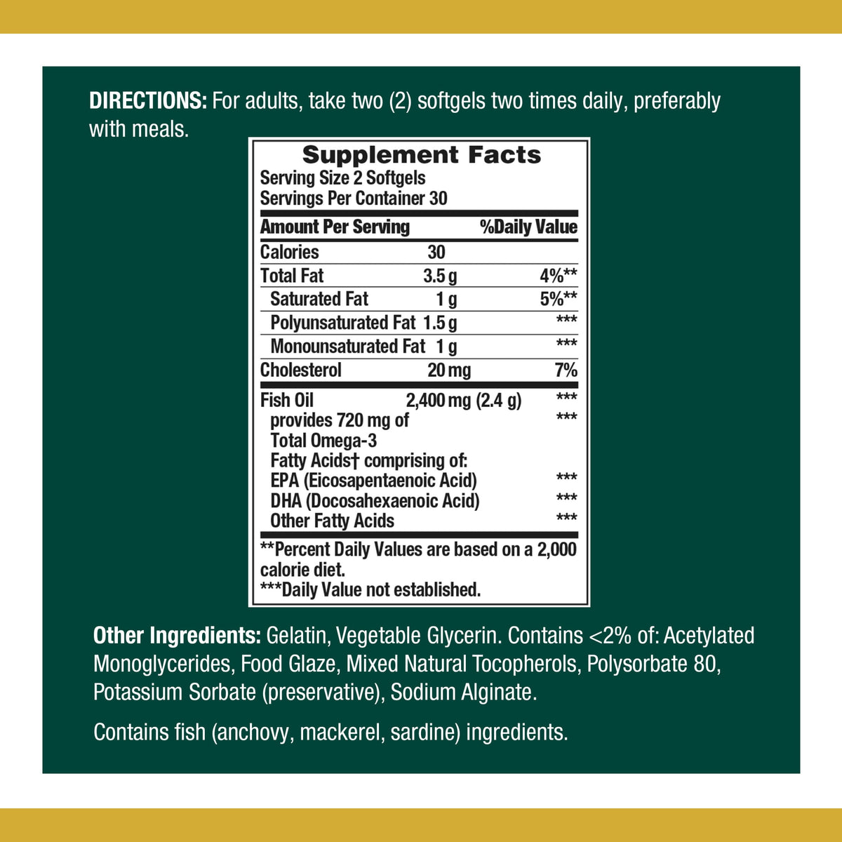 Nature's Bounty Fish Oil With Omega 3 Softgels, 1200 Mg, 60 Ct