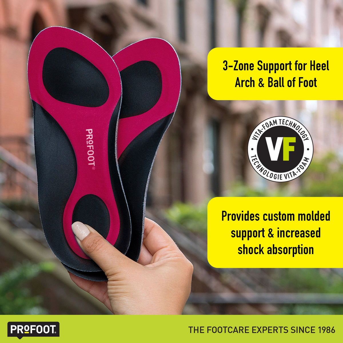 PROFOOT Triad Orthotic Insoles for Knee, Leg & Back Pain, Women's 6-10, 1 Pair