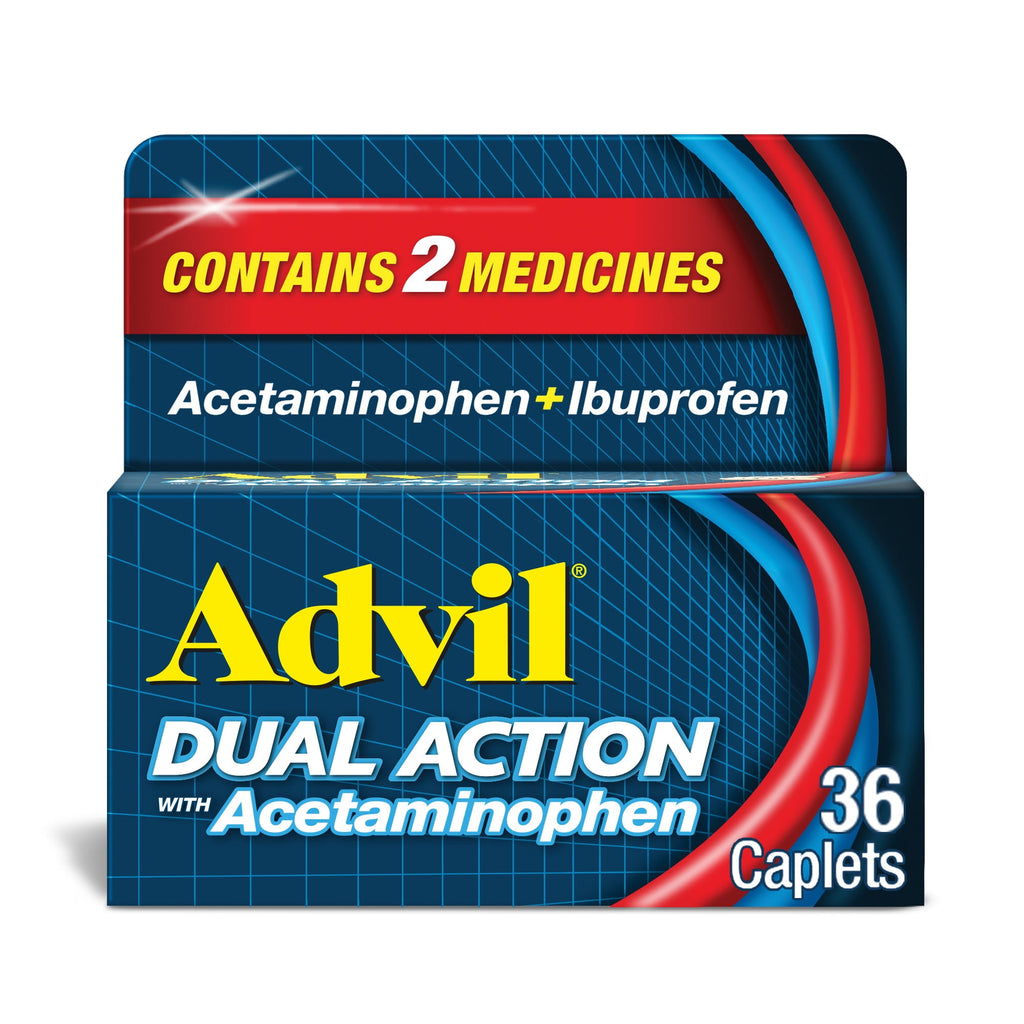 ​​Advil Dual Action Coated Caplets With Acetaminophen, 36 Count