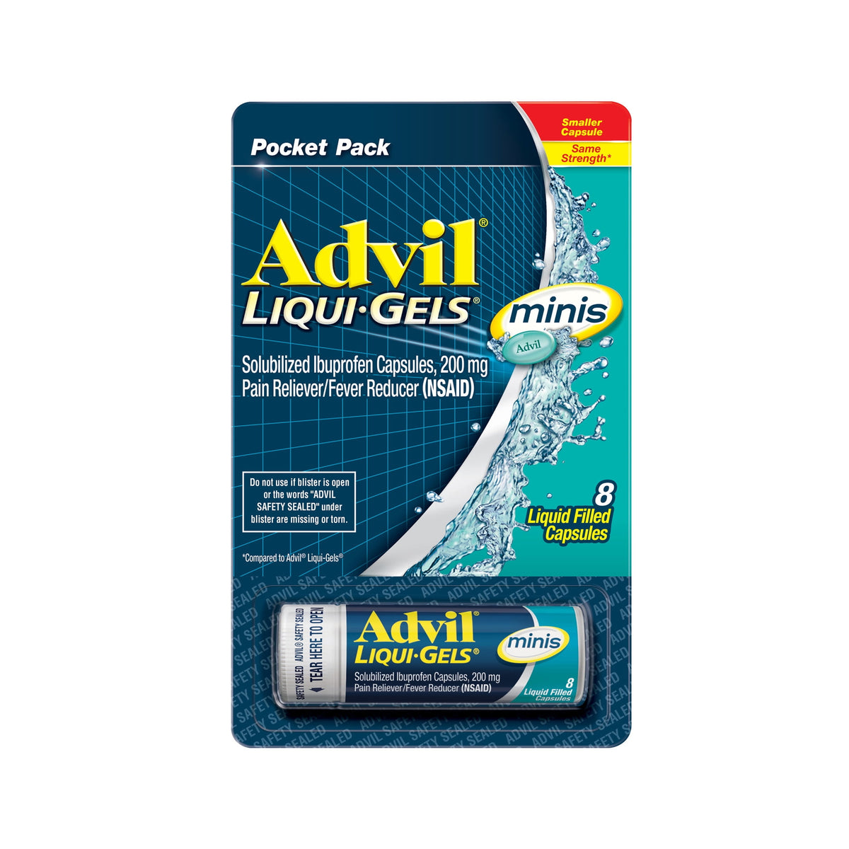 Advil Liqui-Gels Minis Pain Relievers for Headache Relief, Fever Reducer Liquid Filled Capsules, 200 Mg Ibuprofen, 8 Count