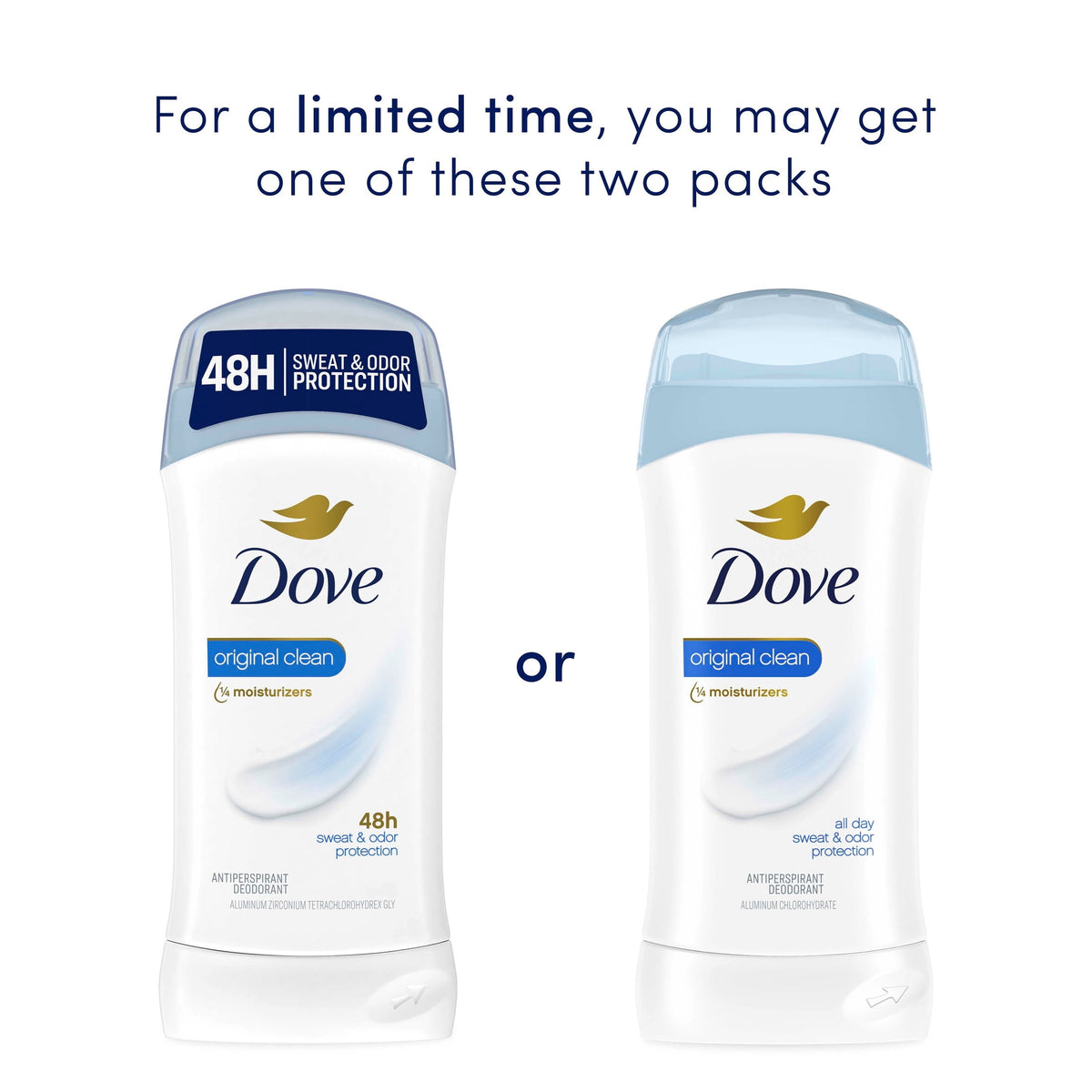 Dove Invisible Solid Antiperspirant Deodorant Stick For Women, Original Clean, For All Day Underarm Sweat & Odor Protection ,2.6 oz 2 Count
