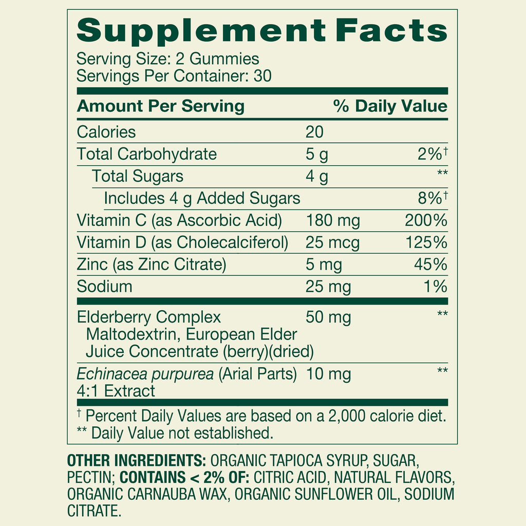 Spring Valley Immune Plus Dietary Supplement Vegetarian Gummies for Immune System Support, Elderberry, 60 Count