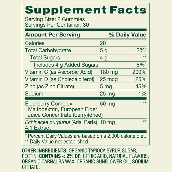 Spring Valley Immune Plus Dietary Supplement Vegetarian Gummies for Immune System Support, Elderberry, 60 Count