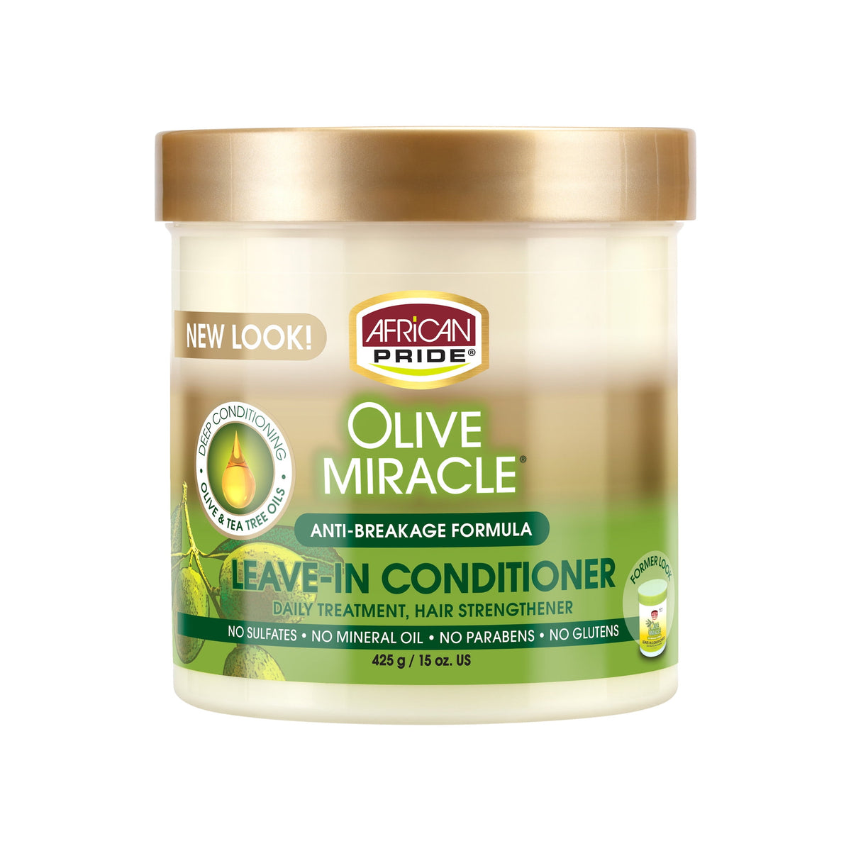 African Pride Olive Miracle Leave-in Conditioner 15 oz, Moisturizing, Damaged Hair, Unisex