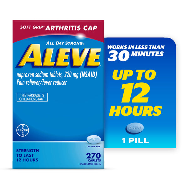 Aleve Caplets Soft Grip Arthritis Cap Naproxen Sodium Pain Reliever, 270 Count