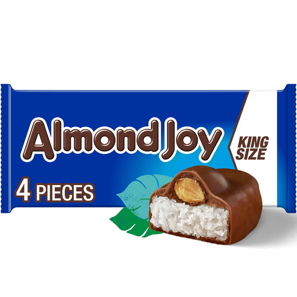 Almond Joy Coconut and Almond Chocolate King Size Candy, Bars 3.22 oz, 4 Pieces