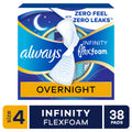 Always Infinity Feminine Pads, Size 4, Overnight, Wings, Unscented, 38 Count