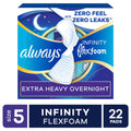 Always Infinity Feminine Pads, Size 5, Extra Heavy Overnight, Wings, Unscented, 22 count