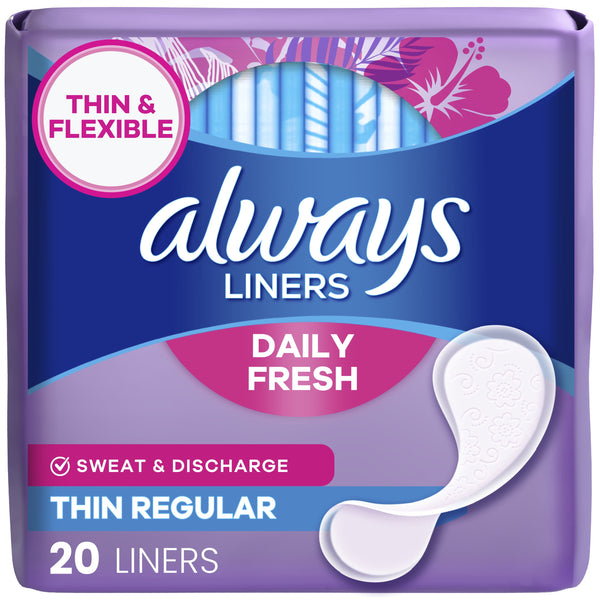 Always Thin No Feel Protection Daily Liners Regular Absorbency Unscented, 20 Count