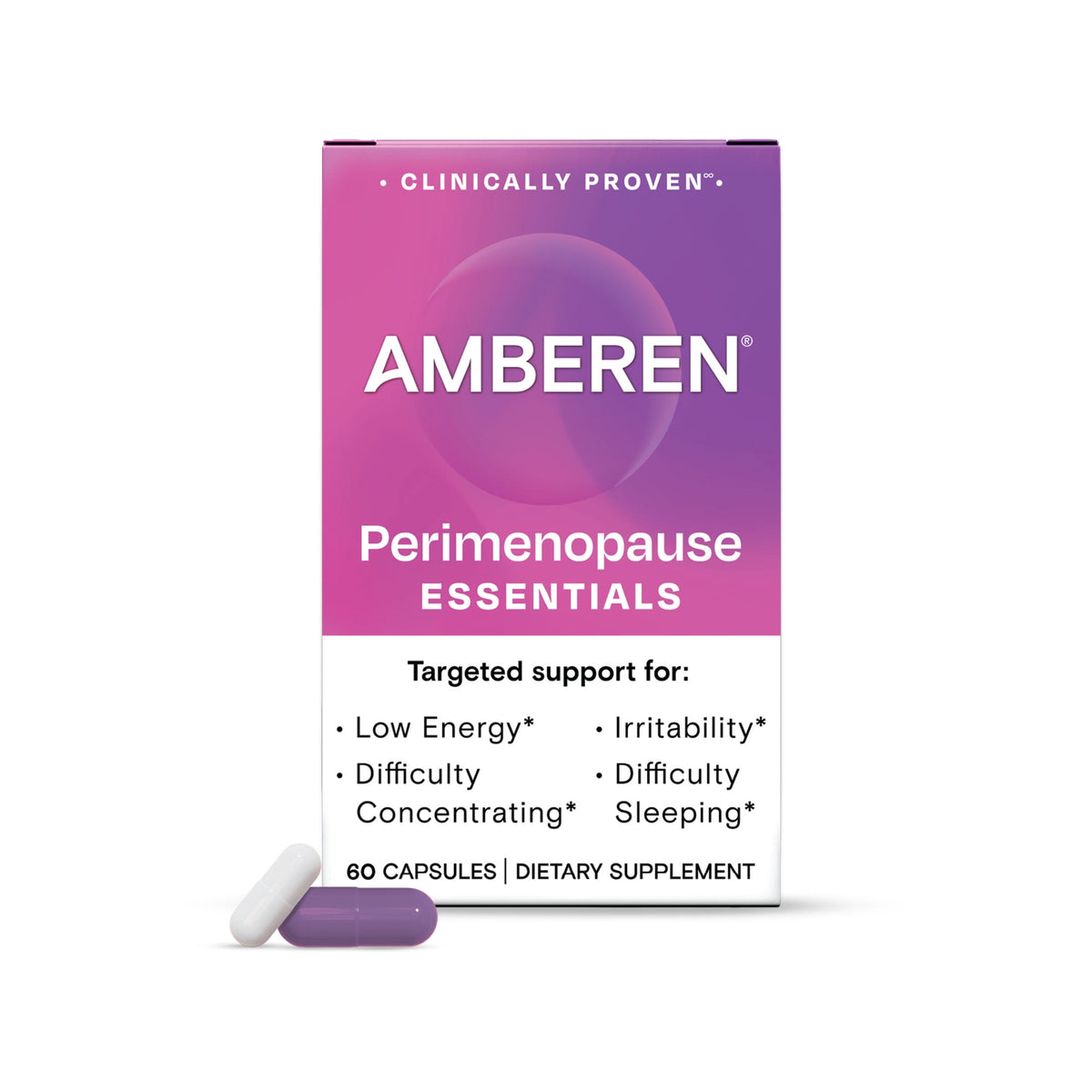 Amberen Multi-Symptom Perimenopause Supplements for Women, Night Sweats & Hot Flash Relief, 60 Count