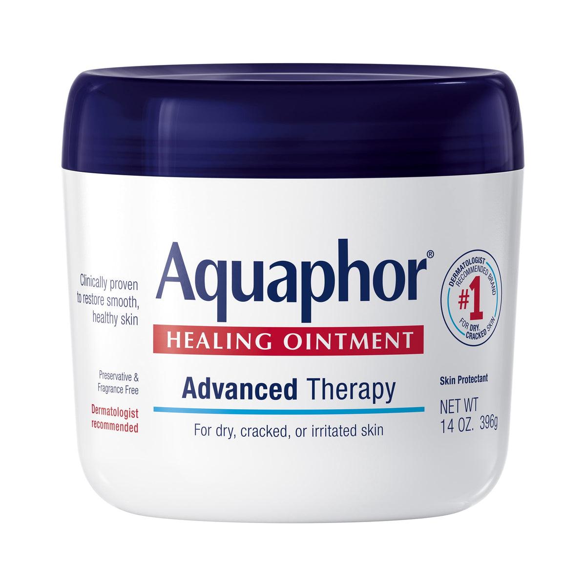 Aquaphor Healing Ointment Skin Protectant for Dry, Cracked, Irritated Skin, Fragrance Free, 14 oz