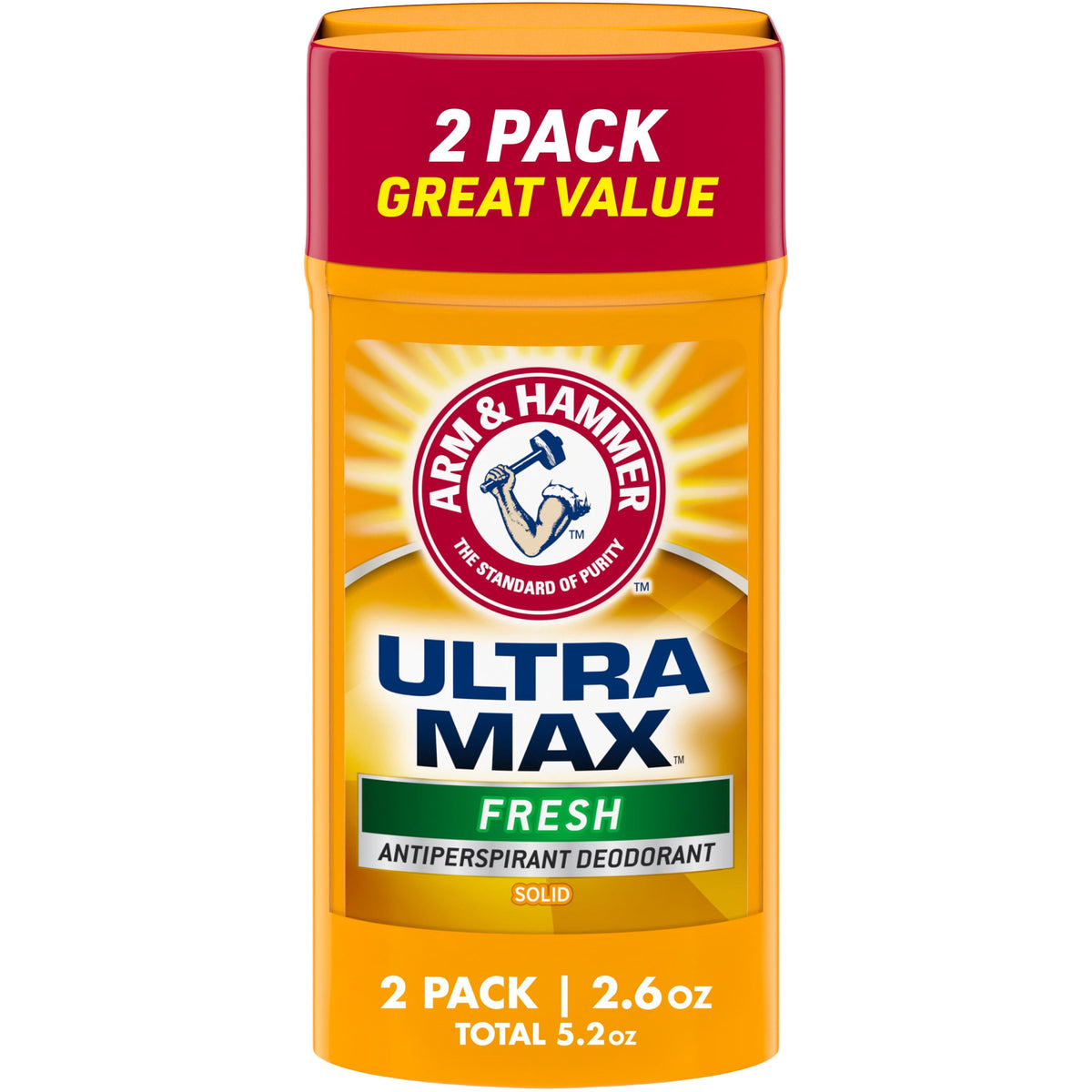 ARM & HAMMER ULTRA MAX Deodorant, Fresh Scent, Solid Stick 2.6 oz, Twin Pack (Pack of Two)