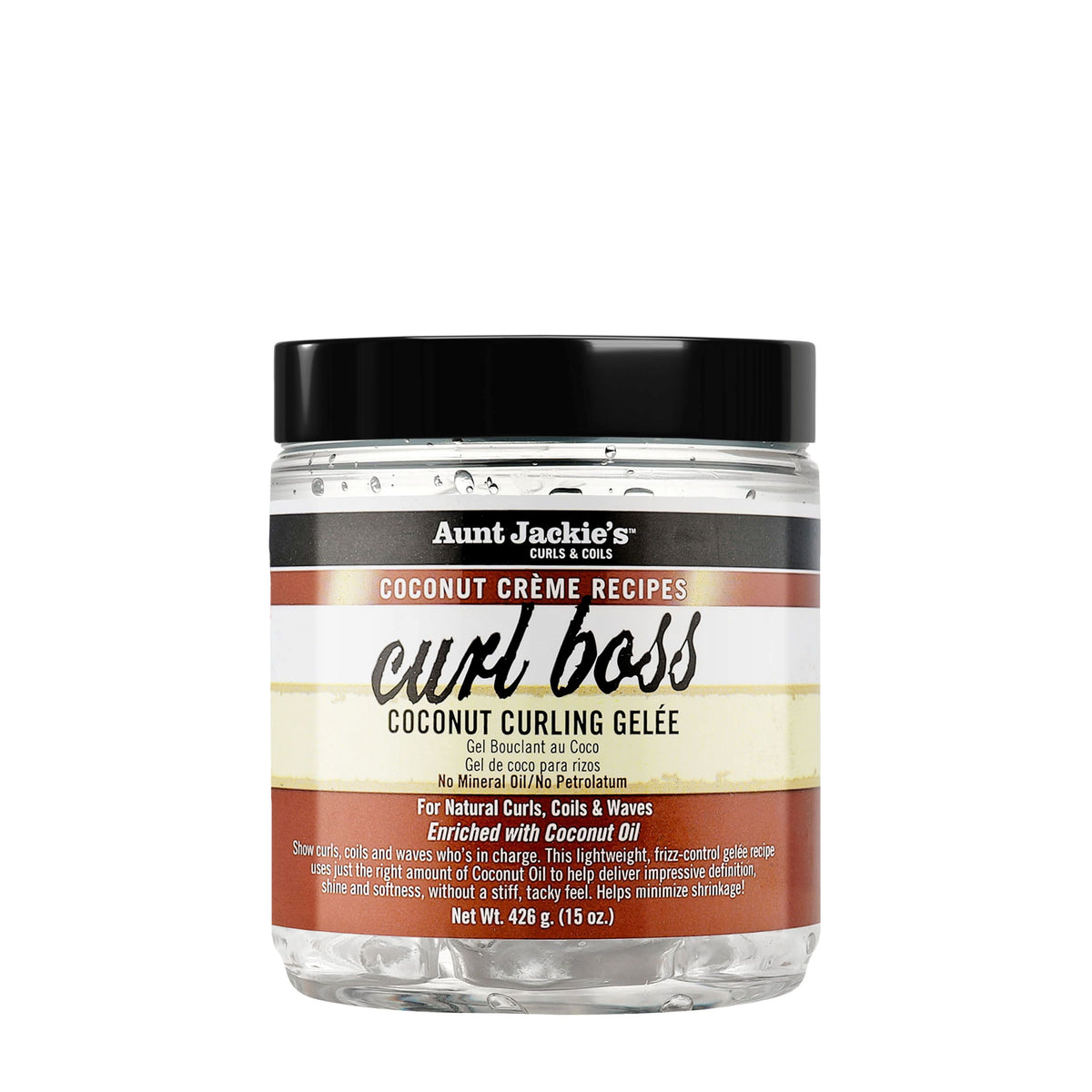 Aunt Jackie's Curls & Coils Curl Boss Coconut Curling Gelée, 15 oz, Female, Shine Enhancing