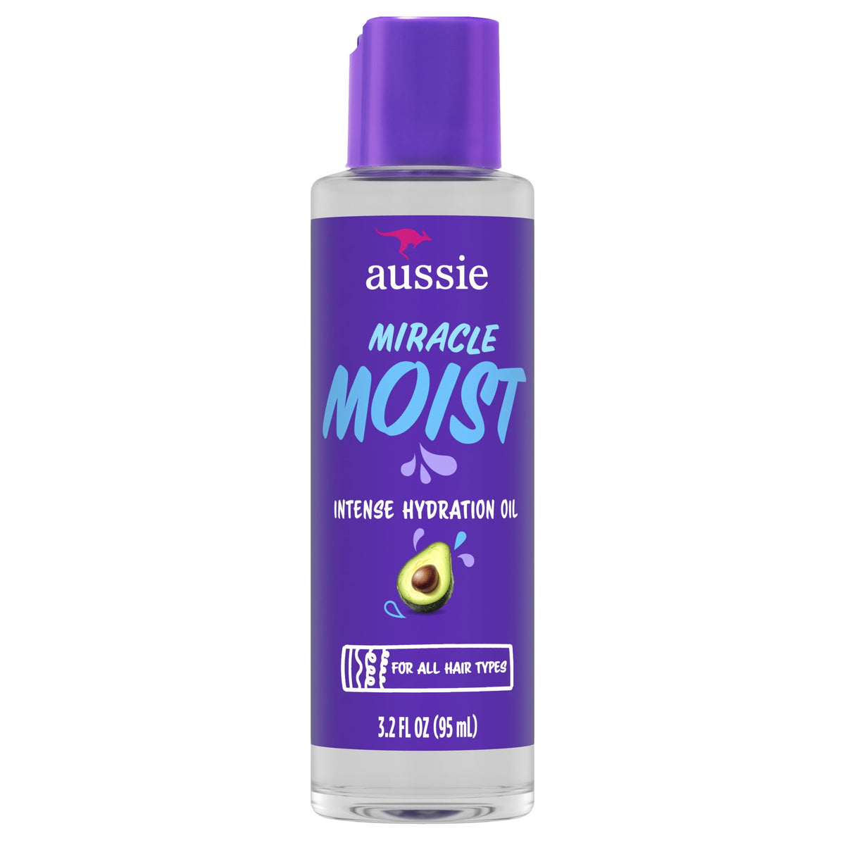 Aussie Miracle Moist Intense Hydration Hair Oil with Jojoba Oil, for Dry and Damaged Hair, 3.2 fl oz