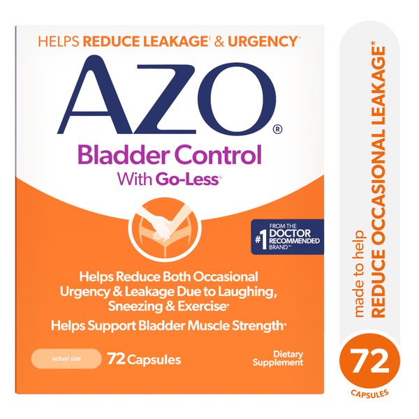 AZO Bladder Control with Go-Less® Blend Daily Supplement, Reduces Urgency & Leakage Naturally with 24-HR Support, 72 Count