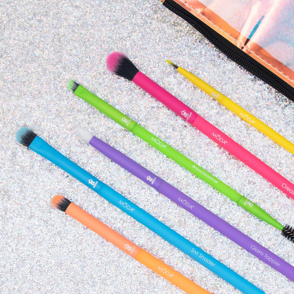 Moda Totally Electric Bright Eyes 7pc Makeup Brush Kit