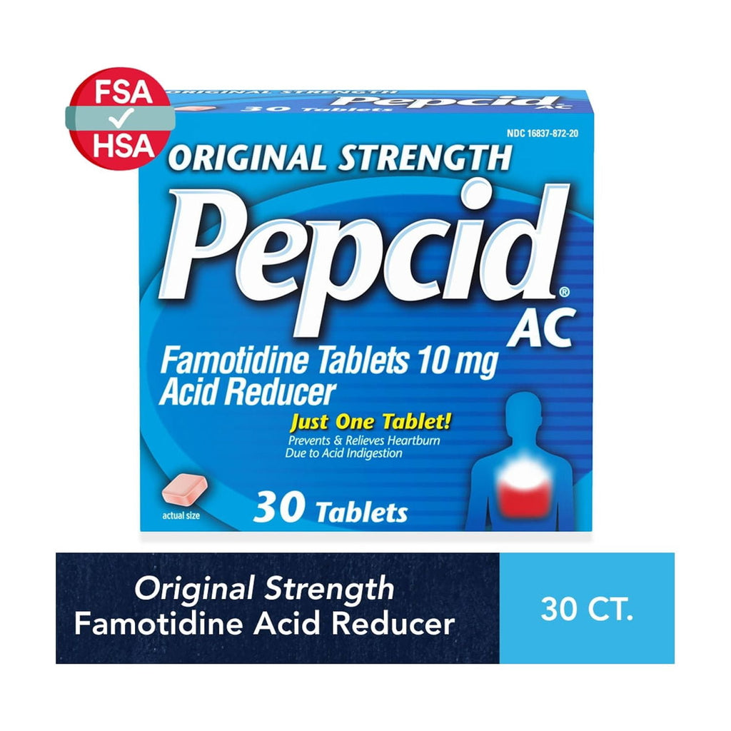 Pepcid AC Original Strength Heartburn Medicine, 10mg Famotidine, 30 Count