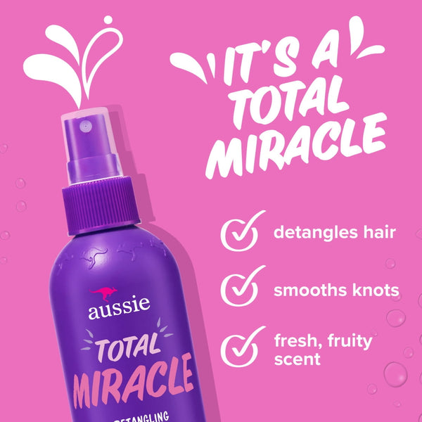 Aussie Total Miracle Hair Detangling Spray with Apricot Oil for All Hair Types, 8 fl oz