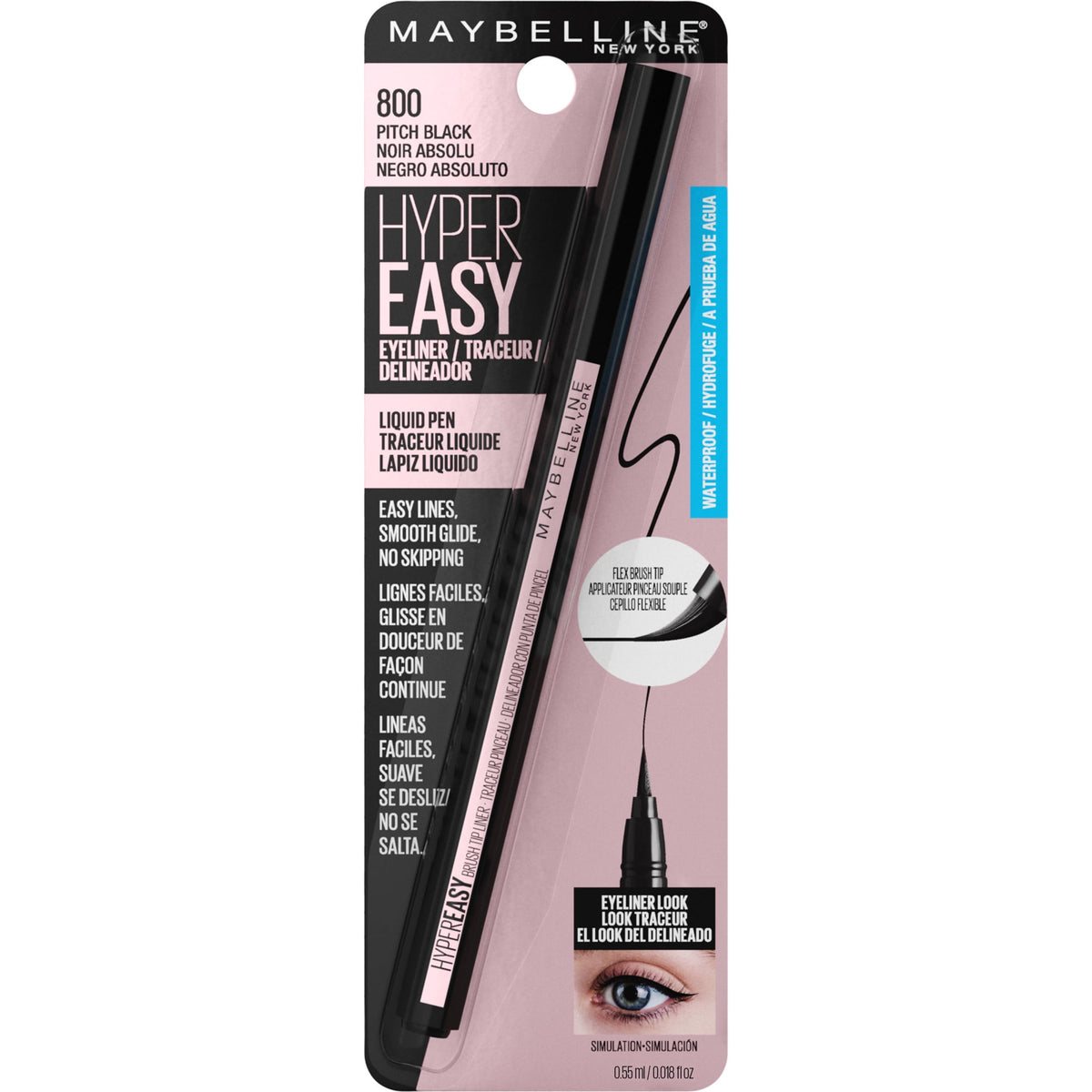 Maybelline Hyper Easy Liquid Eyeliner, Eye Makeup, Pitch Black, 0.02 fl oz