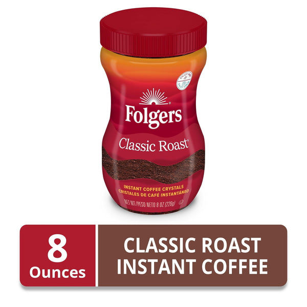 Folgers Classic Roast Instant Coffee, 8 oz Jar